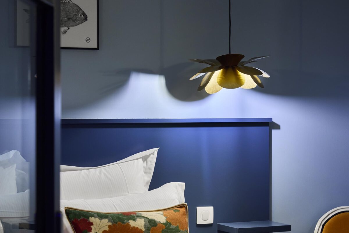 chambre port lin de nuit à la maison d'hôtes au croisic la baule et lit queen size